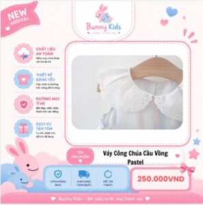 váy công chúa cầu vồng pastel