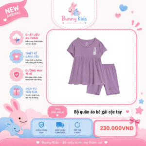 Bộ quần áo bé gái cộc tay Bunny Kids