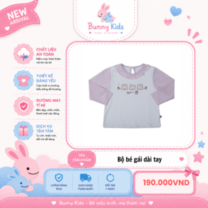 Alternative view of Bộ đồ ngủ thun thu đông cổ bèo Rabbit cho bé gái Bunny Kids